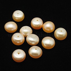 Grado aa perle d'acqua dolce coltivate naturali, foro mezzo forato, mezzo tondo, roso, 7.5~8x5.5~6.5mm, Foro: 1 mm
