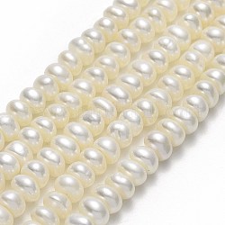 Fili di perle di perle d'acqua dolce coltivate naturali, tondo, biancheria, 4.5x4.5x3.5mm, Foro: 0.5 mm, circa 115~117pcs/filo, 16.22'' (41.2 cm)