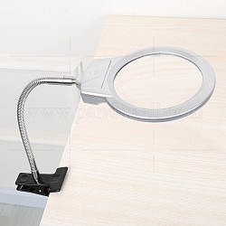 ABS Plastic Magnifier, with Metal Findings, Acrylic Optical Lens, LED Lamp, Stainless Steel Color, Magnification: 2.5X, Lens: 107mm, Magnification: 5X, Lens: 22mm, 310x135x25mm