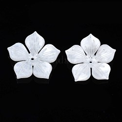 Opake Legierung Perlen, Blume, weiß, 29.5x28.5x6.5 mm, Bohrung: 1.6 mm