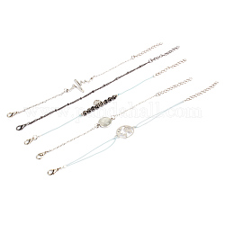 合金ブレスレットセット  宝石やラインストーン付き  クリスタル  プラチナ  6-7/8インチ（17.5cm）  5個/セット