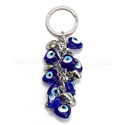 Herz mit bösem Blick Bunte Malerei-Anhänger-Schlüsselanhänger, für Taschenautoschlüssel-Dekoration, Blau, 11x1.5~1.6 cm