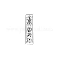 Eco-Friendly Zinc Alloy Slide Charms, with Rhinestone, Platinum Plated, Letter, Crystal, Letter.I, 12mm, Hole: 1.5x7.9mm