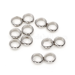 201 distanziatori barre di acciaio inossidabile, doppio anello, colore acciaio inossidabile, 9x4.5x1.5mm, Foro: 3 mm