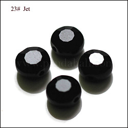 Perles d'imitation cristal autrichien, grade AAA, facette, plat rond, noir, 8x4mm, Trou: 0.9~1mm