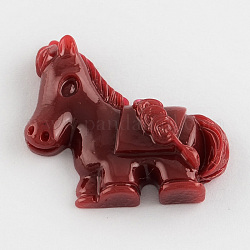 Horse Resin Cabochons, Crimson, 30x28x7.5mm
