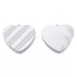 304 Stainless Steel Pendants, Heart, Stainless Steel Color, 24.5x27x1mm, Hole: 1.6mm