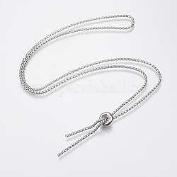 304 Edelstahl Box Kette Halskette machen, mit Slider Stopper Perlen, Edelstahl Farbe, 25.6 Zoll (65 cm), 2 mm