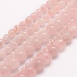 Granos naturales de abalorios de cuarzo rosa, redondo, 8~8.5mm, agujero: 1 mm, aproximamente 48 pcs / cadena, 15.75 pulgada (40 cm)