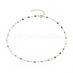 Natürliche Achat handgemachte Perlenketten Halskette Herstellung, mit Messingösen und Federverschlüssen, Kolumne, golden, golden, 16 Zoll (40.5 cm)