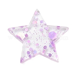 Прозрачные смолы кабошоны, с блестками, звезда, фиолетовые, 19.5x19x2.5 мм