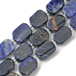 Natur Sodalith Perlen Stränge, mit Glasperlen, Rechteck, 11.5~12.5x7.5~10x5~6.5 mm, Bohrung: 0.8~0.9 mm, ca. 13 Stk. / Strang, 7.68~8.07 Zoll (19.5~20.5 cm)