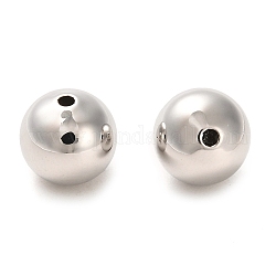 Perles en laiton, ronde, platine, 10x9.5mm, Trou: 1.8mm