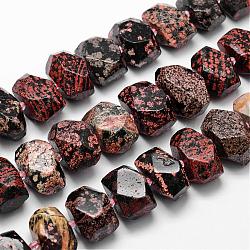 Flocon de neige naturelle chapelets de perles en obsidienne, pépites, 15~25x13~17mm, Trou: 2.5mm, Environ 26 pcs/chapelet, 16 pouce