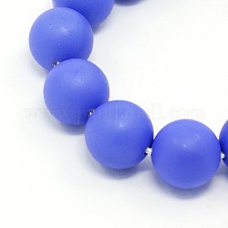 Round Shell Pearl Frosted Beads Strands, Royal Blue, 14mm, Hole: 1mm, about 29pcs/strands, 15.7 inch