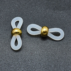 Eco-Friendly Eyeglass Holders, Glasses Rubber Loop Ends, with Brass Findings, Clear, Golden, 20x6mm, Hole: 2.5x5mm
