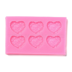 DIY Herzmuster-Keks-Fondantformen aus lebensmittelechtem Silikon, für diy Tortendekoration, Schmuckherstellung aus UV- und Epoxidharz, neon rosa , 106x66x6 mm, Innendurchmesser: 21x27 mm