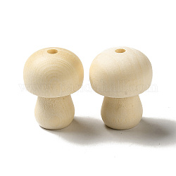 Des perles en bois naturel, non teint, perle de champignon, papayawhip, 30.5x24x24mm, Trou: 4.2mm