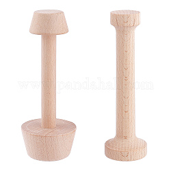 AHADERMAKER 2Pcs 2 Style Undyed Wooden Egg Tart Under-Type Double Head, Baking Tool Supplies, Linen, 45.5~57.5x147~152mm, 2 style, 1pc/style, 2pcs