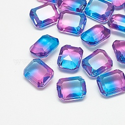 Cabujones de cristal con rhinestone, turmalina de imitación, facetados, octágono rectángulo, zafiro, 8x6x3mm