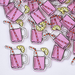 Пластиковые кабошоны, чай с лимоном, ярко-розовый, 30.5x27.5x2.5 мм