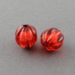 Transparent Acrylic Beads, Bead in Bead, Round, Pumpkin, FireBrick, 8mm, Hole: 2mm, about 2150pcs/500g