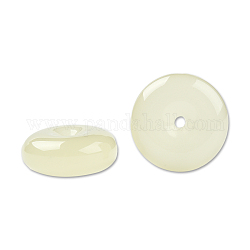 Perline di resina, giada imitato, luminoso, piatto tondo/disco pi, chiffon al limone, 25x10mm, Foro: 2.6~2.8 mm