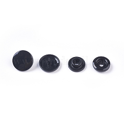 Bottone a scatto in resina, fibbia giacca cappotto piumino in cotone imbottito, nero, 10.5~12.5x2~3mm
