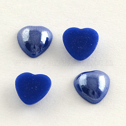 Pearlized Plated Opaque Glass Cabochons, Heart, Blue, 8x8x3mm
