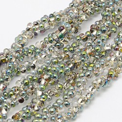 Chapelets de perles en verre plaqués par os, arc-en-ciel plaqué, vert printanier, 3x6x4mm, Trou: 1mm, Environ 200 pcs/chapelet, 22.8 pouce