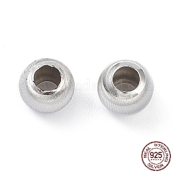 925 perline in argento sterling placcato rodio, texture, rondelle, platino, 7.5x6.5mm, Foro: 3.5 mm
