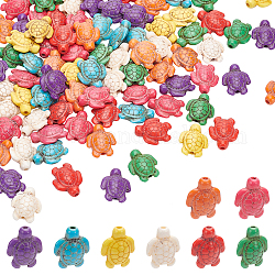Nbeads fili di perline turchesi sintetiche, tinto, tartaruga, colore misto, 18.5x15x8mm, Foro: 1.5 mm, circa 22pcs/filo, 15.24 pollice (38.7 cm), 4 fili / scatola