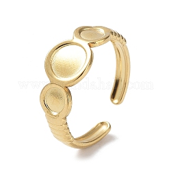 304 componentes de anillo de manguito abierto de acero inoxidable, configuración del anillo de la copa del bisel, plano y redondo, real 14k chapado en oro, diámetro interior: 17.4 mm, bandeja: 4 mm y 6 mm