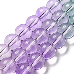 Brins de perles de quartz synthétiques teints et chauffés, perles rondes de couleur dégradée, lilas, 10mm, Trou: 1mm, Environ 41~42 pcs/chapelet, 14.76''~15.16'' (37.5~38.5 cm)