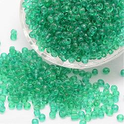 15/0 Glass Seed Beads, Grade A, Round, Transparent Colours, Medium Aquamarine, 1.3~1.5mm, Hole: 0.5mm, about 75000pcs/pound