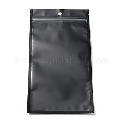Пластиковая сумка с замком на молнии, сумки для хранения, мешок с самоуплотнением, верхнего уплотнения, с окном и вешалкой, прямоугольные, чёрные, 22x12x0.2 см, односторонняя толщина: 3.1 мил (0.08 мм)