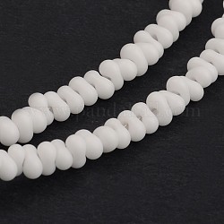 Frosted Glass Bead Strands, Bone, White, 4x2mm, Hole: 0.5mm, about 282pcs/strand, 18.5inch