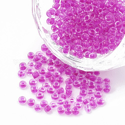 12/0 Glass Seed Beads, Inside Colors, Magenta, 2mm, about 30000pcs/pound