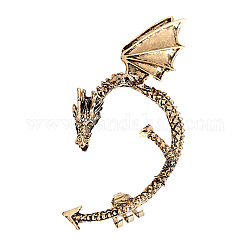 Orecchini del polsino del drago della lega, orecchini avvolgenti scalatore gotico per orecchio non penetrante, bronzo antico, 80x45mm