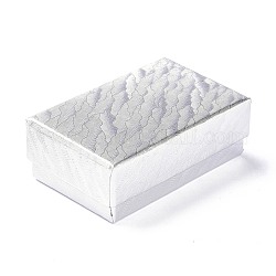 Cajas de cartón de papel de joyería, con esponja negra, para collares y pendientes, Rectángulo, plata, 8.3x5.3x3 cm