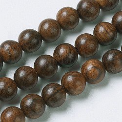 Perles de palissandre jaune naturel, ronde, brun coco, 6mm, Trou: 1mm, Environ 63 pcs/chapelet, 14.9 pouce (38 cm)