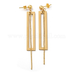Orecchini pendenti rettangolari in acciaio inossidabile con placcatura sotto vuoto dorata, orecchini con nappe a catena, oro, 304mm