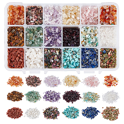 Nbeads 1 boîte de perles de puce de pierres précieuses, aucun trou matériel naturel assorti écrasé des pierres de copeaux naturelles irrégulières pour la fabrication de bijoux bricolage, couleurs mélangées