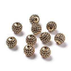 Messing Zirkonia Perlen, Runde, golden, 10 mm, Bohrung: 1.5 mm