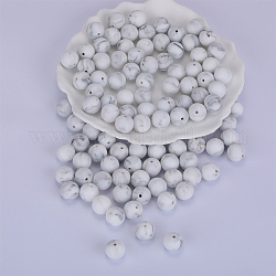 Perline focali rotonde in silicone, masticare perline per i denti, fare collane fai-da-te fai-da-te, grigio, 15mm, Foro: 2 mm