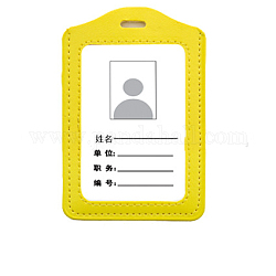 Vertical Imitation Leather ID Badge Holder, Waterproof Clear Window Card Holder, for School Office, Rectangle, Gold, 110x72mm