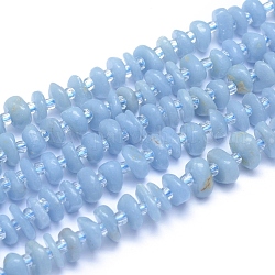 Hebras naturales de perlas de angelita, perlas de anhidrita, pepitas, 7~8x3~4.5mm, agujero: 1 mm, aproximamente 69 pcs / cadena, 15.55 pulgada (39.5 cm)
