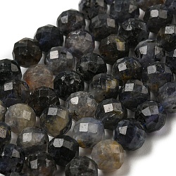 Perles naturelles Iolite brins, facette, ronde, 6mm, Trou: 0.8mm, Environ 63 pcs/chapelet, 15.12'' (38.4 cm)