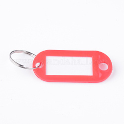 Porte-badge en plastique avec bagues en fer, Porte-étiquette, ovale, rouge, 50.5x22x2.5mm, Trou: 7mm
