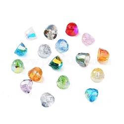 Perles en verre electroplate, demi-rond, facette, couleur mixte, 8.5x7.5mm, Trou: 1.4mm, 50 pcs /sachet 